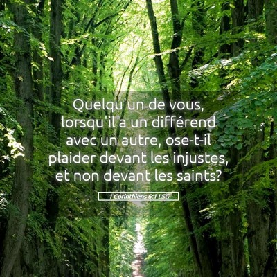 Picture 05 - 1 Corinthiens 6:1 LSG - Quelqu'un de vous, lorsqu'il a un différend avec - Bible Verse Picture
