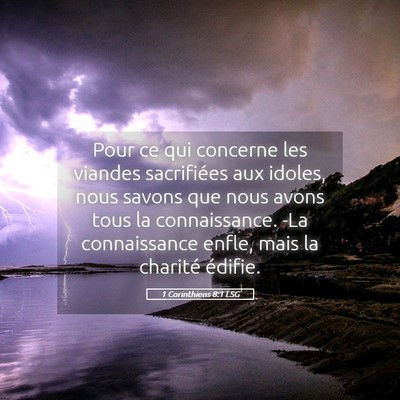 Picture 05 - 1 Corinthiens 8:1 LSG - Pour ce qui concerne les viandes sacrifiées aux - Bible Verse Picture