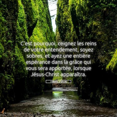 Picture 05 - 1 Pierre 1:13 LSG - C'est pourquoi, ceignez les reins de votre - Bible Verse Picture