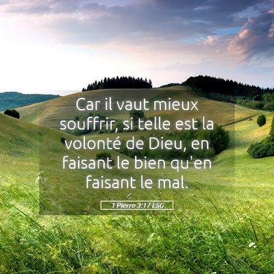 Picture 05 - 1 Pierre 3:17 LSG - Car il vaut mieux souffrir, si telle est la - Bible Verse Picture