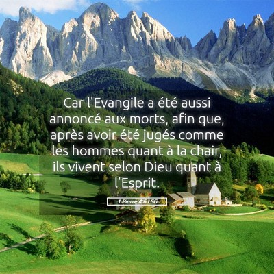 Picture 05 - 1 Pierre 4:6 LSG - Car l'Evangile a été aussi annoncé aux morts, - Bible Verse Picture