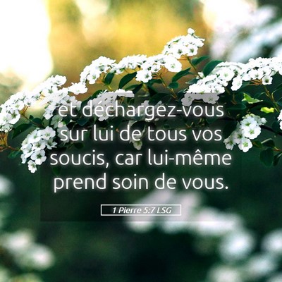Picture 05 - 1 Pierre 5:7 LSG - et déchargez-vous sur lui de tous vos soucis, - Bible Verse Picture