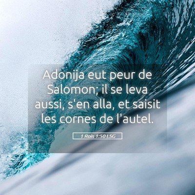 Picture 05 - 1 Rois 1:50 LSG - Adonija eut peur de Salomon; il se leva aussi, - Bible Verse Picture