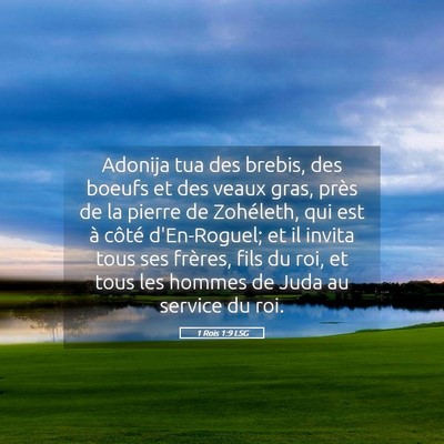 Picture 05 - 1 Rois 1:9 LSG - Adonija tua des brebis, des boeufs et des veaux - Bible Verse Picture