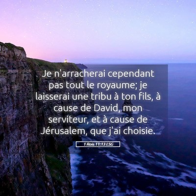 Picture 05 - 1 Rois 11:13 LSG - Je n'arracherai cependant pas tout le royaume; je - Bible Verse Picture