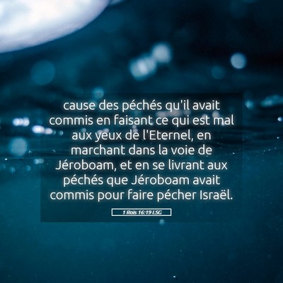 Picture 05 - 1 Rois 16:19 LSG - cause des péchés qu'il avait commis en faisant - Bible Verse Picture