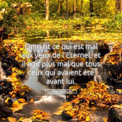 Picture 05 - 1 Rois 16:25 LSG - Omri fit ce qui est mal aux yeux de l'Eternel, et - Bible Verse Picture