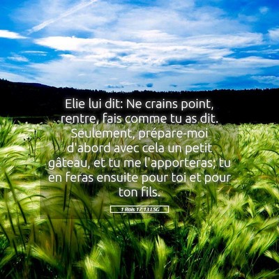 Picture 05 - 1 Rois 17:13 LSG - Elie lui dit: Ne crains point, rentre, fais comme - Bible Verse Picture