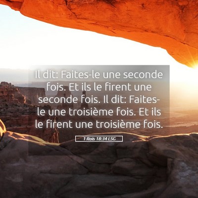Picture 05 - 1 Rois 18:34 LSG - Il dit: Faites-le une seconde fois. Et ils le - Bible Verse Picture