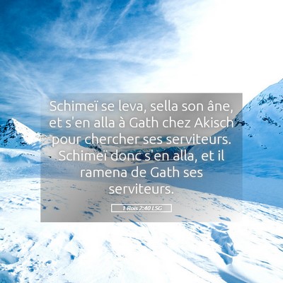 Picture 05 - 1 Rois 2:40 LSG - Schimeï se leva, sella son âne, et s'en alla à - Bible Verse Picture