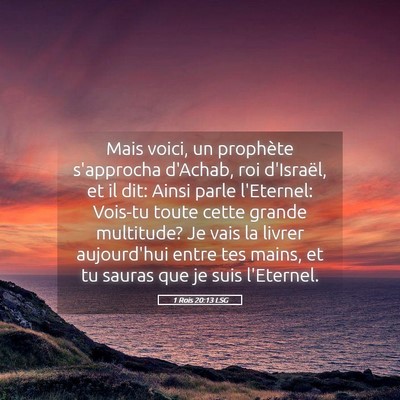 Picture 05 - 1 Rois 20:13 LSG - Mais voici, un prophète s'approcha d'Achab, roi - Bible Verse Picture