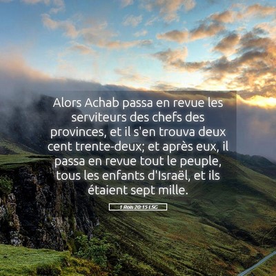 Picture 05 - 1 Rois 20:15 LSG - Alors Achab passa en revue les serviteurs des - Bible Verse Picture