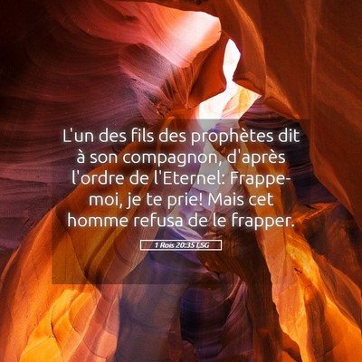 Picture 05 - 1 Rois 20:35 LSG - L'un des fils des prophètes dit à son - Bible Verse Picture
