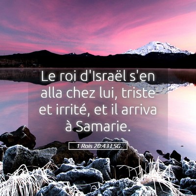 Picture 05 - 1 Rois 20:43 LSG - Le roi d'Israël s'en alla chez lui, triste et - Bible Verse Picture