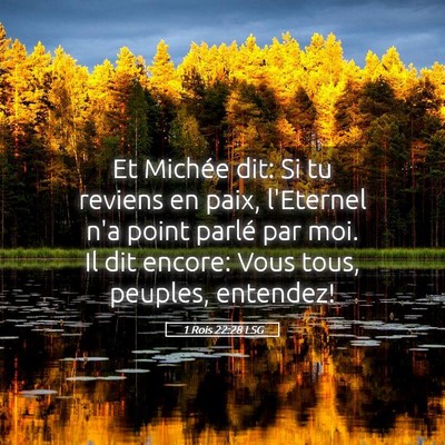 Picture 05 - 1 Rois 22:28 LSG - Et Michée dit: Si tu reviens en paix, l'Eternel - Bible Verse Picture