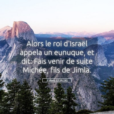 Picture 05 - 1 Rois 22:9 LSG - Alors le roi d'Israël appela un eunuque, et dit: - Bible Verse Picture