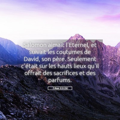 Picture 05 - 1 Rois 3:3 LSG - Salomon aimait l'Eternel, et suivait les coutumes - Bible Verse Picture