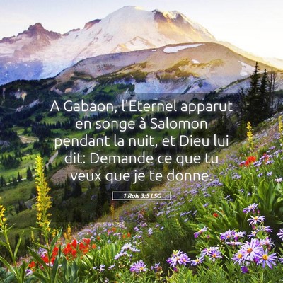 Picture 05 - 1 Rois 3:5 LSG - A Gabaon, l'Eternel apparut en songe à Salomon - Bible Verse Picture