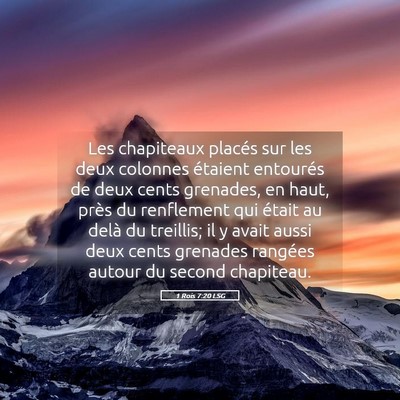 Picture 05 - 1 Rois 7:20 LSG - Les chapiteaux placés sur les deux colonnes - Bible Verse Picture