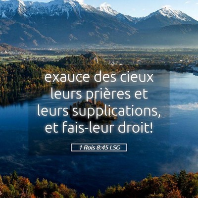 Picture 05 - 1 Rois 8:45 LSG - exauce des cieux leurs prières et leurs - Bible Verse Picture