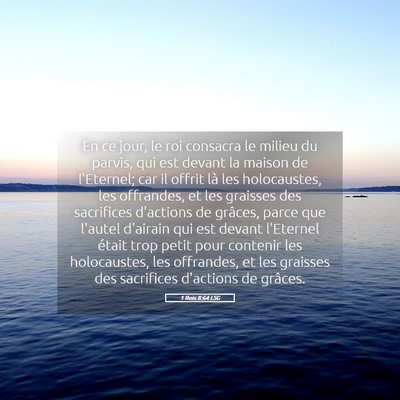 Picture 05 - 1 Rois 8:64 LSG - En ce jour, le roi consacra le milieu du parvis, - Bible Verse Picture
