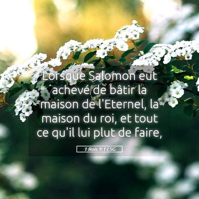 Picture 05 - 1 Rois 9:1 LSG - Lorsque Salomon eut achevé de bâtir la maison - Bible Verse Picture