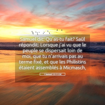 Picture 05 - 1 Samuel 13:11 LSG - Samuel dit: Qu'as-tu fait? Saül répondit: - Bible Verse Picture