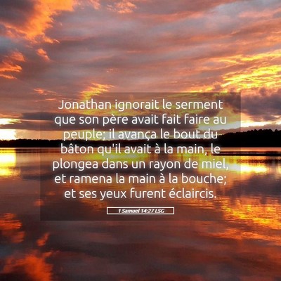 Picture 05 - 1 Samuel 14:27 LSG - Jonathan ignorait le serment que son père avait - Bible Verse Picture