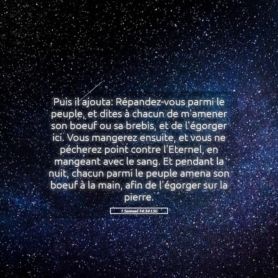 Picture 05 - 1 Samuel 14:34 LSG - Puis il ajouta: Répandez-vous parmi le peuple, - Bible Verse Picture