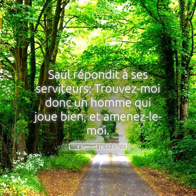 Picture 05 - 1 Samuel 16:17 LSG - Saül répondit à ses serviteurs: Trouvez-moi - Bible Verse Picture