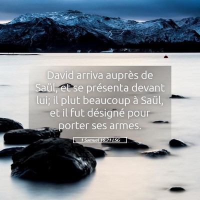 Picture 05 - 1 Samuel 16:21 LSG - David arriva auprès de Saül, et se présenta - Bible Verse Picture