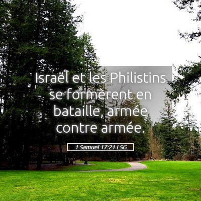 Picture 05 - 1 Samuel 17:21 LSG - Israël et les Philistins se formèrent en - Bible Verse Picture