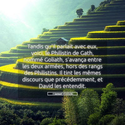 Picture 05 - 1 Samuel 17:23 LSG - Tandis qu'il parlait avec eux, voici, le - Bible Verse Picture