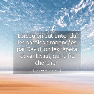 Picture 05 - 1 Samuel 17:31 LSG - Lorsqu'on eut entendu les paroles prononcées par - Bible Verse Picture