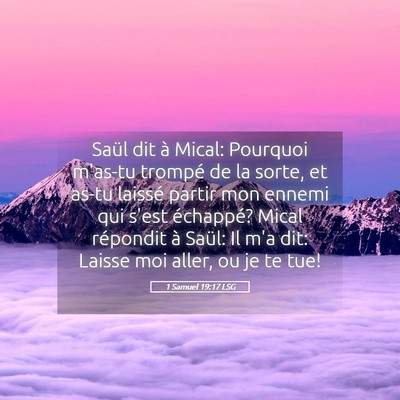 Picture 05 - 1 Samuel 19:17 LSG - Saül dit à Mical: Pourquoi m'as-tu trompé de - Bible Verse Picture