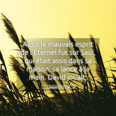 Picture 05 - 1 Samuel 19:9 LSG - Alors le mauvais esprit de l'Eternel fut sur - Bible Verse Picture