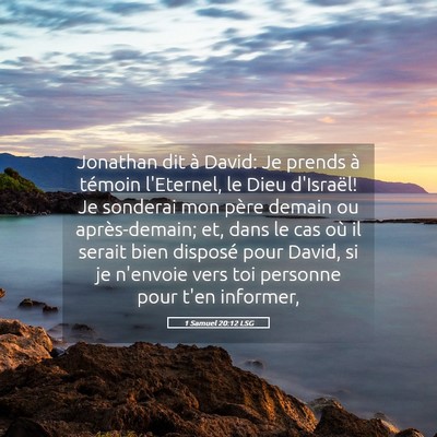Picture 05 - 1 Samuel 20:12 LSG - Jonathan dit à David: Je prends à témoin - Bible Verse Picture