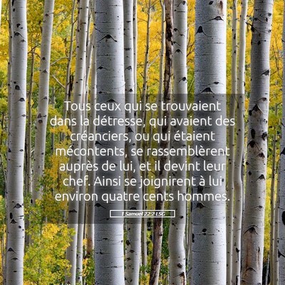 Picture 05 - 1 Samuel 22:2 LSG - Tous ceux qui se trouvaient dans la détresse, - Bible Verse Picture