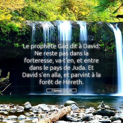 Picture 05 - 1 Samuel 22:5 LSG - Le prophète Gad dit à David: Ne reste pas dans - Bible Verse Picture
