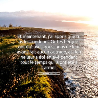 Picture 05 - 1 Samuel 25:7 LSG - Et maintenant, j'ai appris que tu as les - Bible Verse Picture