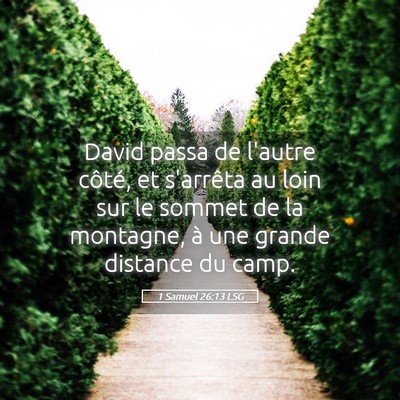 Picture 05 - 1 Samuel 26:13 LSG - David passa de l'autre côté, et s'arrêta au - Bible Verse Picture