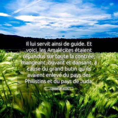 Picture 05 - 1 Samuel 30:16 LSG - Il lui servit ainsi de guide. Et voici, les - Bible Verse Picture