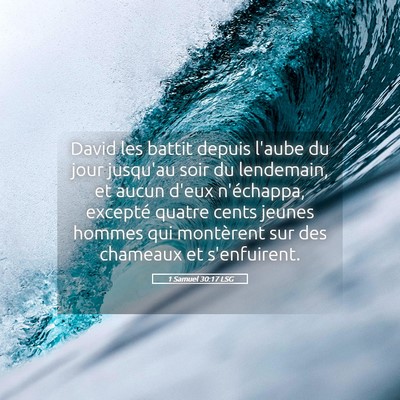 Picture 05 - 1 Samuel 30:17 LSG - David les battit depuis l'aube du jour jusqu'au - Bible Verse Picture