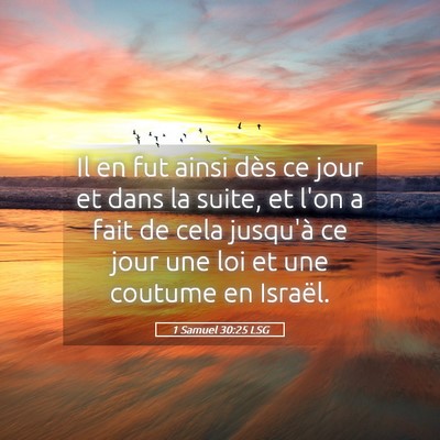 Picture 05 - 1 Samuel 30:25 LSG - Il en fut ainsi dès ce jour et dans la suite, et - Bible Verse Picture