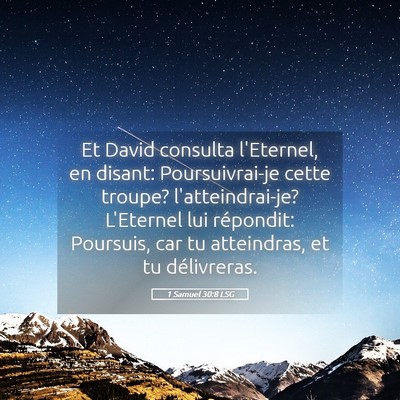 Picture 05 - 1 Samuel 30:8 LSG - Et David consulta l'Eternel, en disant: - Bible Verse Picture