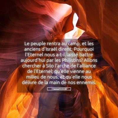 Picture 05 - 1 Samuel 4:3 LSG - Le peuple rentra au camp, et les anciens - Bible Verse Picture