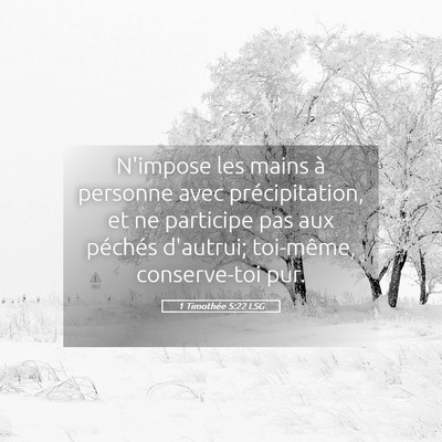 Picture 05 - 1 Timothée 5:22 LSG - N'impose les mains à personne avec - Bible Verse Picture