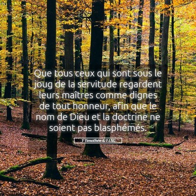 Picture 05 - 1 Timothée 6:1 LSG - Que tous ceux qui sont sous le joug de la - Bible Verse Picture