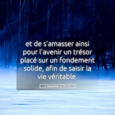 Picture 05 - 1 Timothée 6:19 LSG - et de s'amasser ainsi pour l'avenir un trésor - Bible Verse Picture