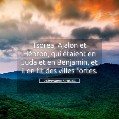 Picture 05 - 2 Chroniques 11:10 LSG - Tsorea, Ajalon et Hébron, qui étaient en Juda - Bible Verse Picture